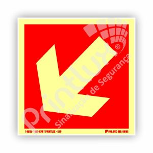 Seta Indicativa Equipamento Incêndio Diagonal Esquerda | Cód. E15